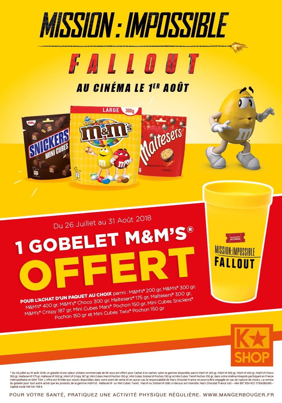1 gobelet M&M'S offert pour l'achat d'un paquet au choix !