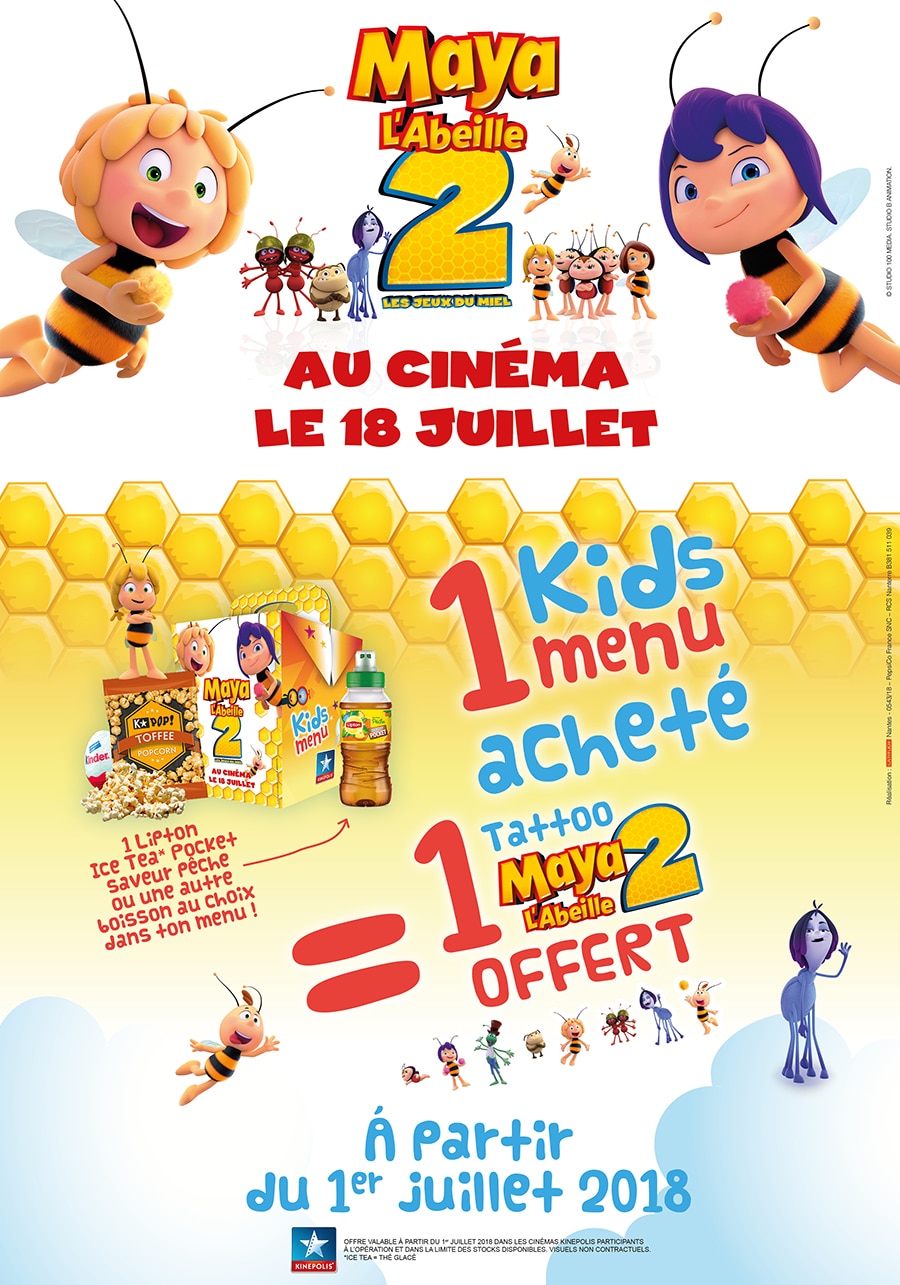 1 Kids menu acheté = 1 tattoo Maya L'Abeille 2 offert !